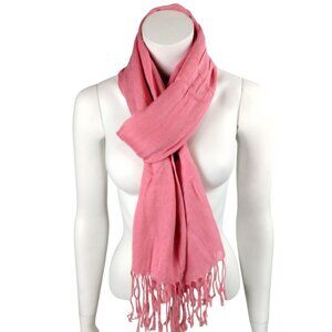 Pink Pashmina Scarf/Shawl With Fringed Ends Soft And Lightweight Versatile Wrap